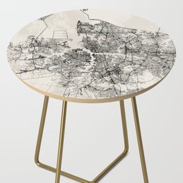 Norfolk - USA. Black and White City Map Side Table