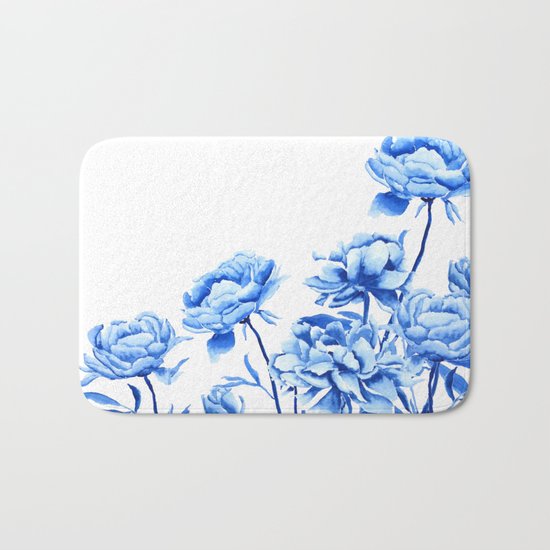 blue peonies 2 Bath Mat