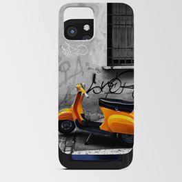 Orange Vespa in Bologna Black and White Photography iPhone Card Case