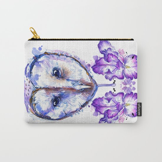 Owl and Irises Carry-All Pouch