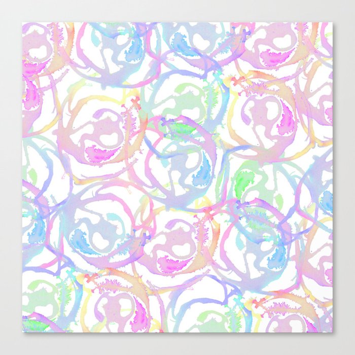 Colorful Watercolor Brushstroke Abstract Circles Canvas Print