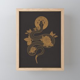 Snake - Black & Gold Framed Mini Art Print