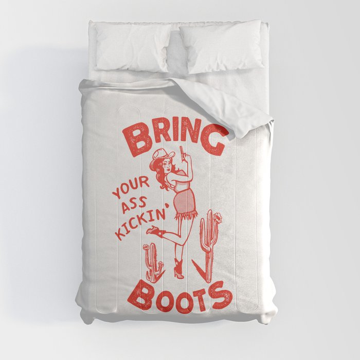 Bring Your Ass Kicking Boots! Cute & Cool Retro Cowgirl Design Comforter