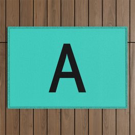 LETTER A (BLACK-TURQUOISE) Outdoor Rug