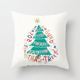 Rockin Christmas Throw Pillow | Typography, Music, Illustration, Vector 