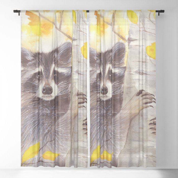 Live fast eat trash, Racoon Sheer Curtain