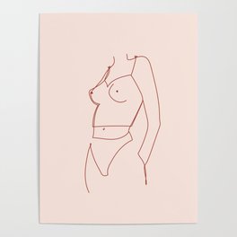 Minimalist Line Art Nude Series | Sheer Girl Poster