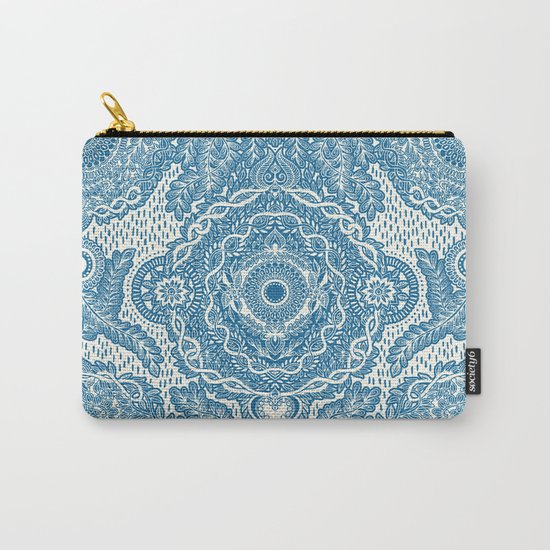 Rain in the Garden - blue and cream Carry-All Pouch