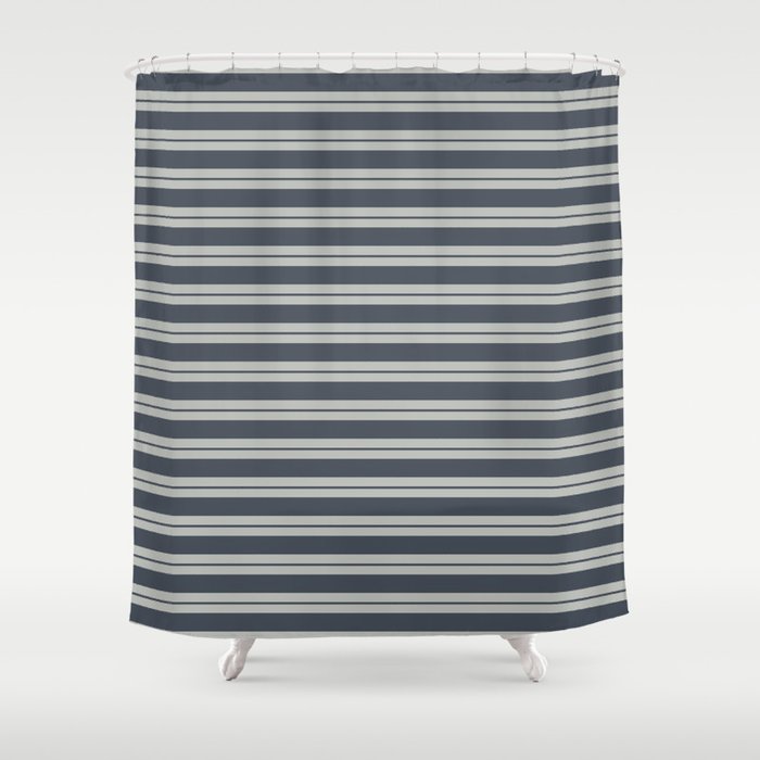 Benjamin Moore 2019 Trending Color Hale Navy Blue Gray HC-154 and Color of the Year 2019 Metropolita Shower Curtain