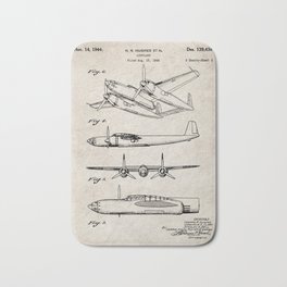 Hughes Lockheed Airplane Patent - Hughes Aviation Art - Antique Bath Mat
