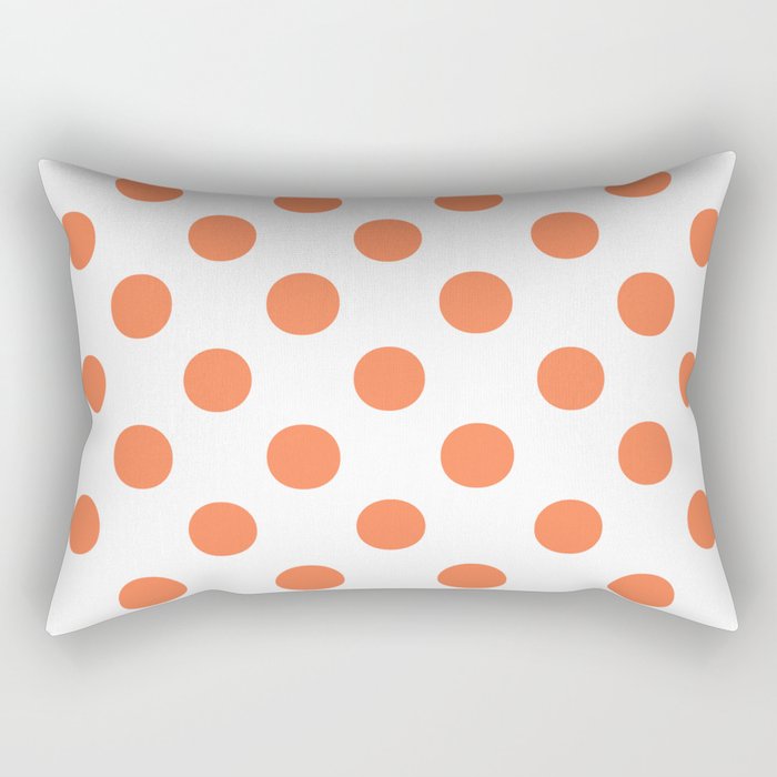 Polka Dots (Coral/White) Rectangular Pillow