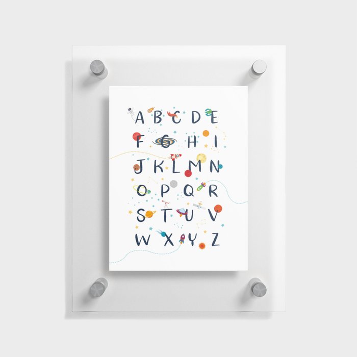 Space alphabet in white Floating Acrylic Print