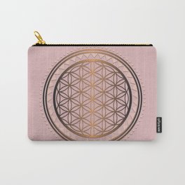 Peach and Gold Flower of Life - Sacred Geometry Carry-All Pouch
