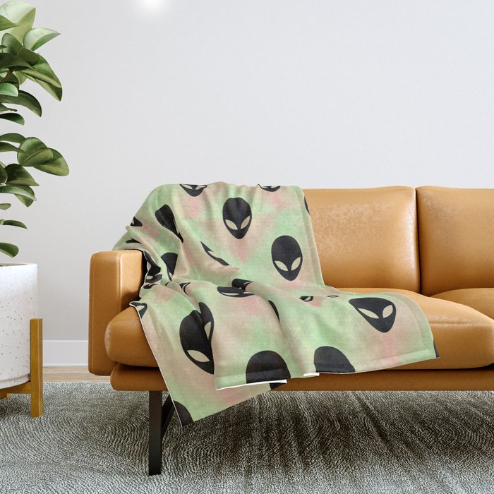 Trippy Alien Throw Blanket by Melmon Squad Society6