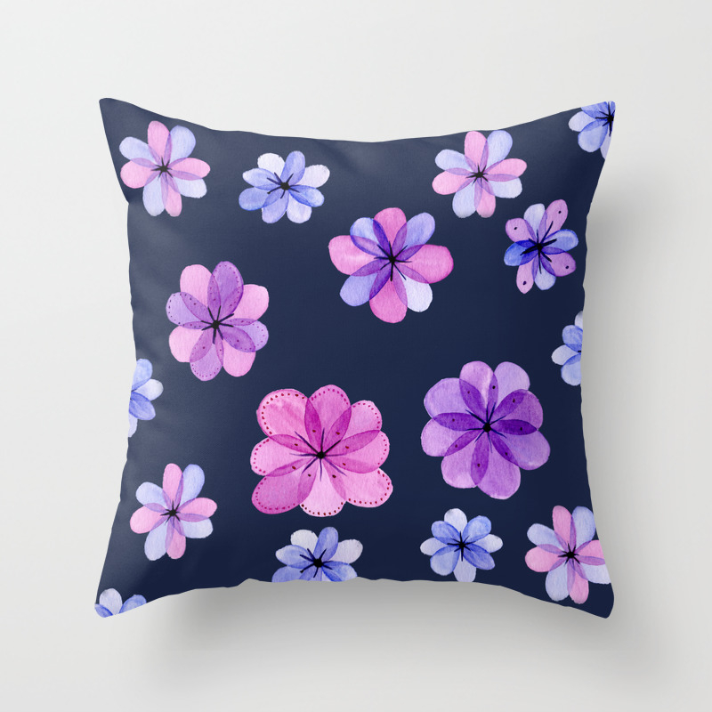 Translucent Watercolor Flowers With Dark Background Throw Pillow By Landandseaartstudio Society6