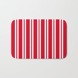 Red and White Wide Small Wide Stripes Bath Mat | Redstriped, Redandwhite, Pantone2035, Ou, Graphicdesign, Pattern, Stripes, Stripe, Striped, Verticalstripes 