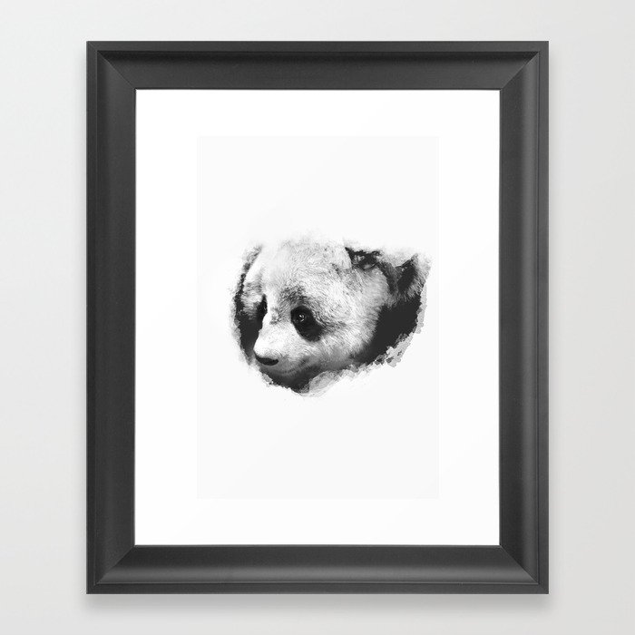Panda peeking through the Snow Framed Art Print