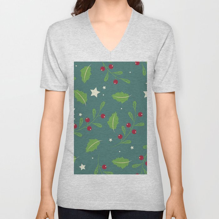 Christmas Pattern V Neck T Shirt