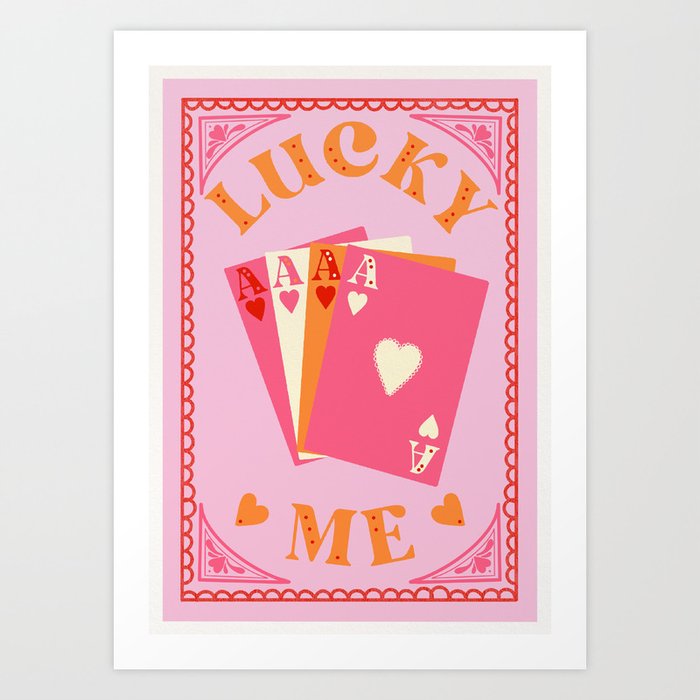Lucky Me, Playing Cards Print Art Print by Annie