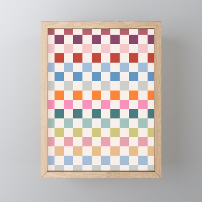 Checkered Retro Colorful Check Pattern Framed Mini Art Print