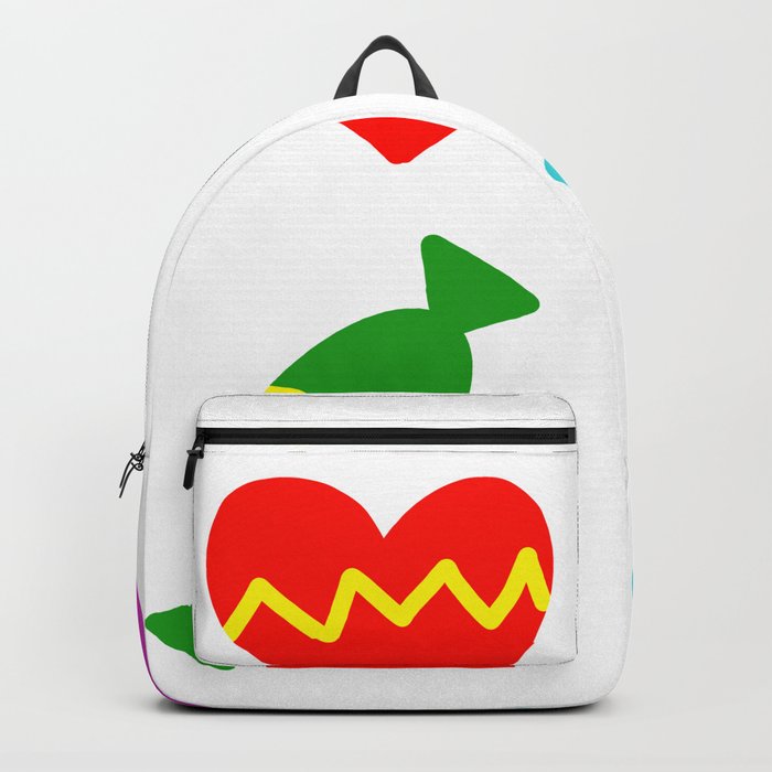 Happy Valentines Day : Heart, Star, Candy and Smile Emojie Backpack