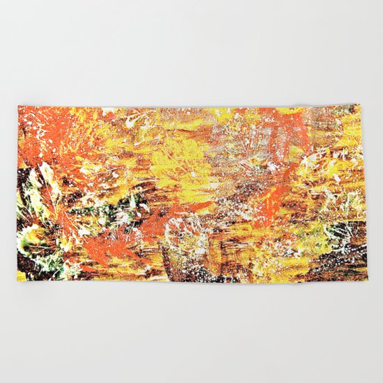 Golden Autumn Abstract Beach Towel