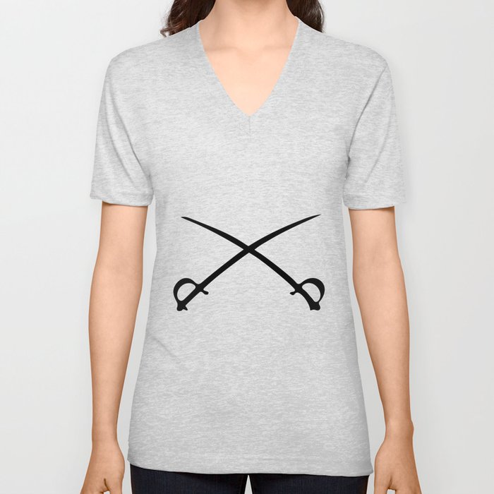 Crossed Sabres V Neck T Shirt