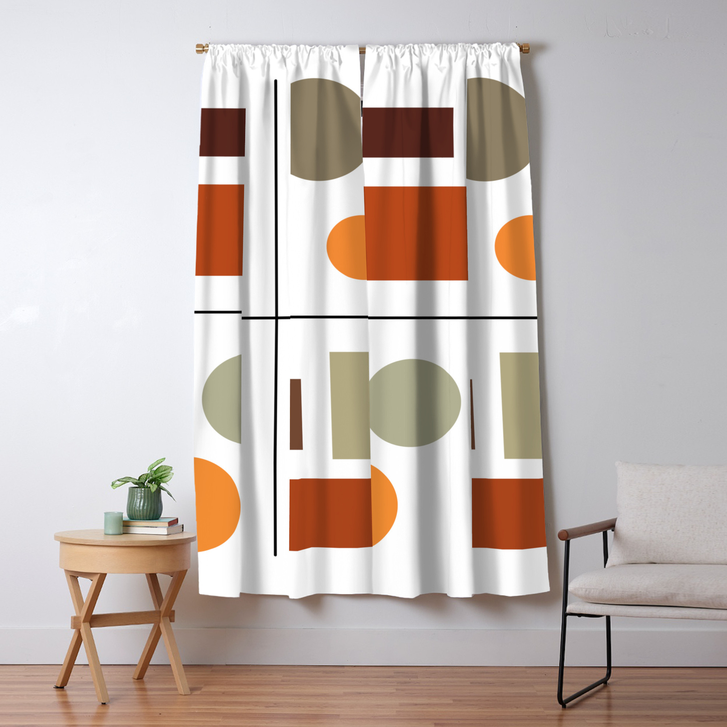 Retro 1950s Abstract Art Quadrant Blackout Curtain By Zennykenny