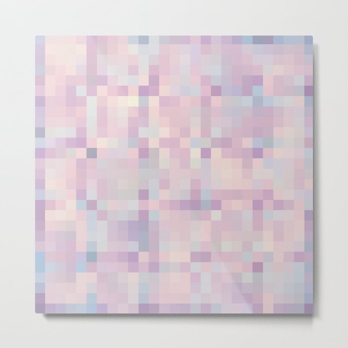 Pink Lavender Blue Gray Pixels Metal Print
