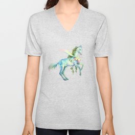 Flower Horse V Neck T Shirt
