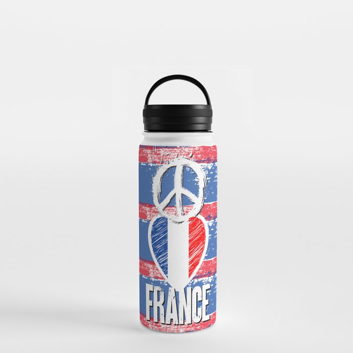 Peace, Love, France Water Bottle