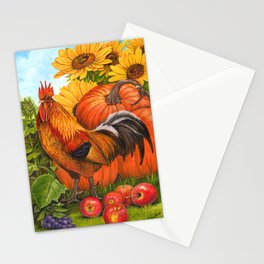 Autumn Rooster Stationery Card