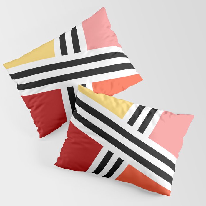 Abstract geometry - red, pink, yellow and orange Pillow Sham