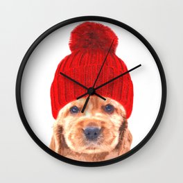 Cocker spaniel puppy with hat Wall Clock
