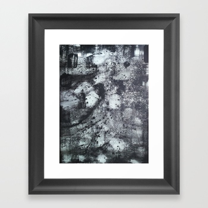 Abstract Splatter Black and Grey Painting Framed Art Print