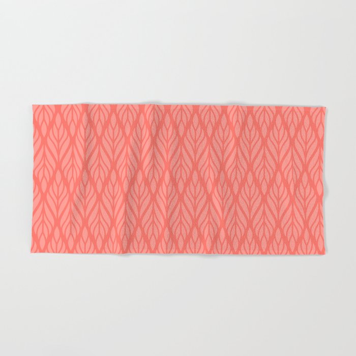 Decorative Leaves In Coral And Pink Hand Bath Towel By Lena127