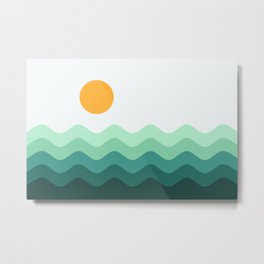 Abstract Landscape 14B Metal Print | Sunrise, Sun, Vintage, Summer, Waves, Modern, Nautical, Ocean, Abstract, Sunset 