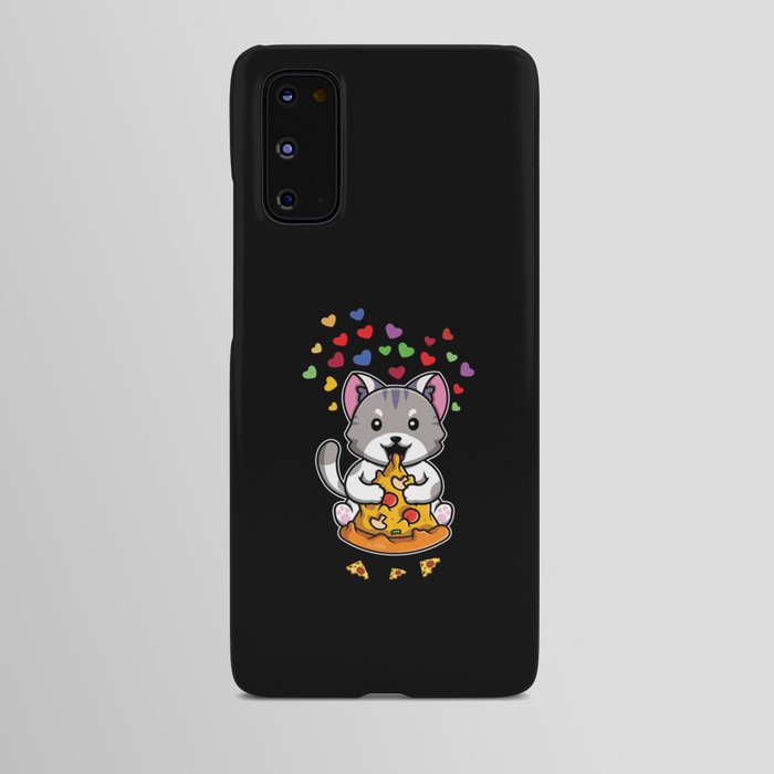 Kawaii Cat Animal Hearts Pizza Meow Valentines Day Android Case