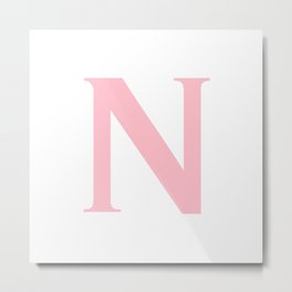 N MONOGRAM (PINK & WHITE) Metal Print | Initial, Personal, Personalised, Customized, Personalized, Letters, Alphabet, Monogram, Graphicdesign, Custom 