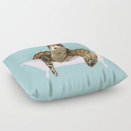 Sea Turtle in Bathtub Floor Pillow
