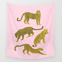 Leopards (Pink/Yellow) Wall Tapestry