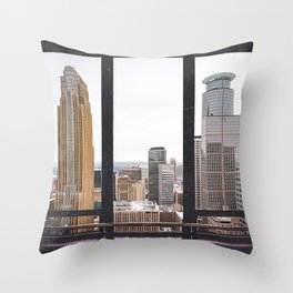 Minneapolis Skyline Window | City Views in Minnesota Throw Pillow