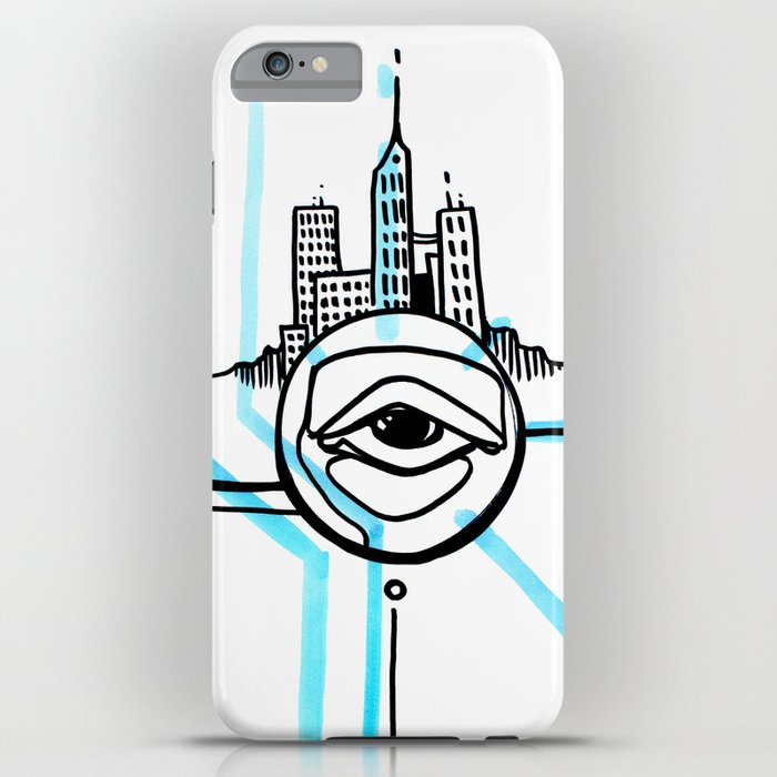City Eye Abstract Line Art In Blue Iphone Case By Elarkin Society6