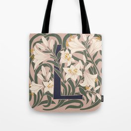 Floral Monogram Letter L Tote Bag