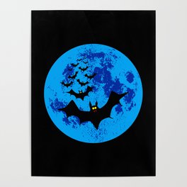 Vampire Bats Against The Blue Moon Poster