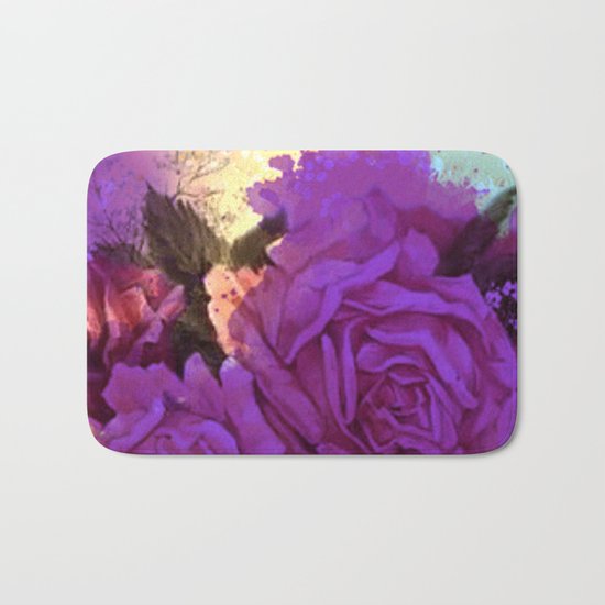 purple roses and light Bath Mat
