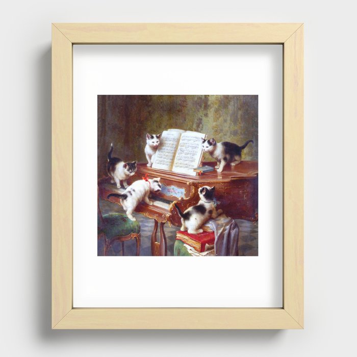 vintage kittens playing Recessed Framed Print