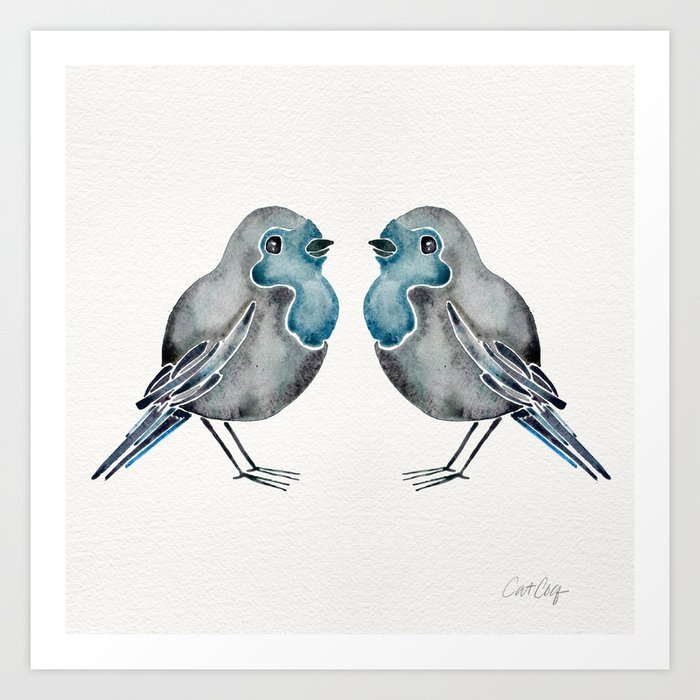 Little Blue Birds Art Print