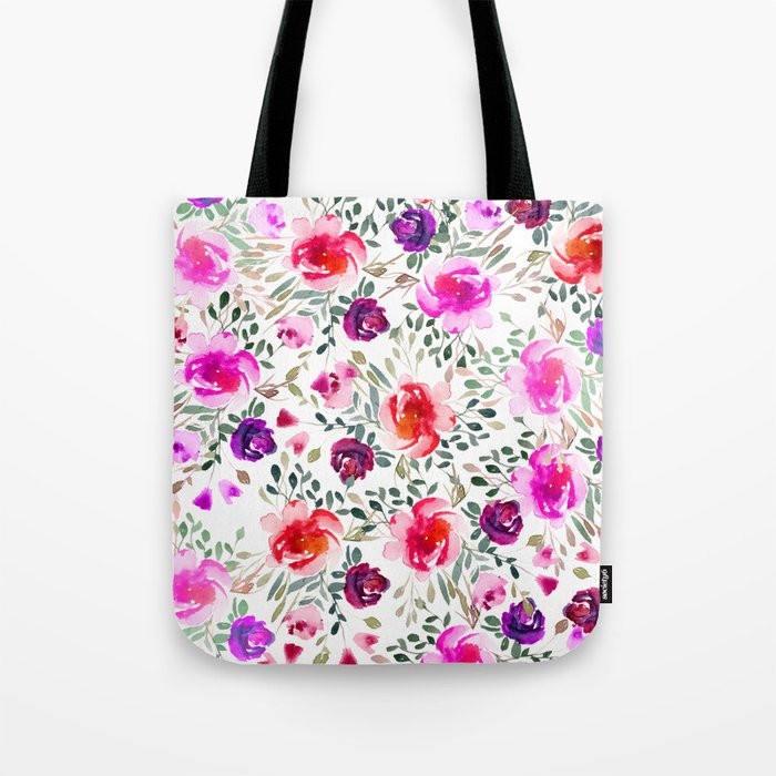 Trendy summer bright pink coral watercolor floral Tote Bag
