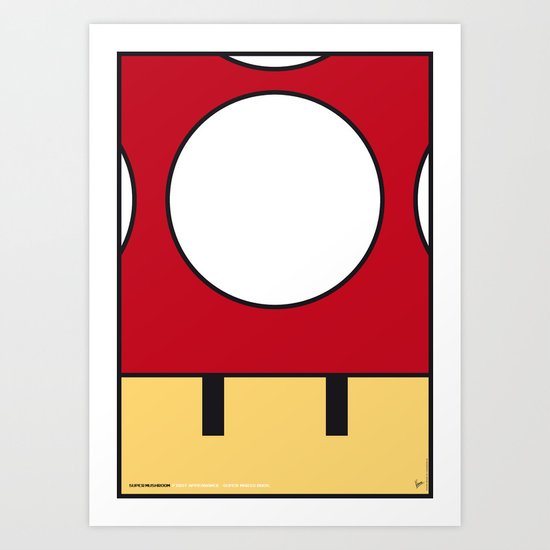 MY SUPER MUSHROOM MARIO BROS MINIMAL POSTER Art Print